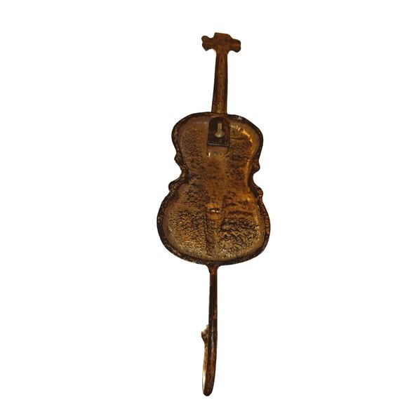 Vintage Cast Iron Violin Wall Hook – Rustic Bronze Patina – Music Room Decor - Picture 4 of 9